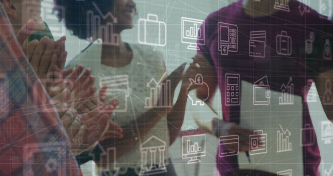 Diverse Team Collaborating with Financial Data Analysis