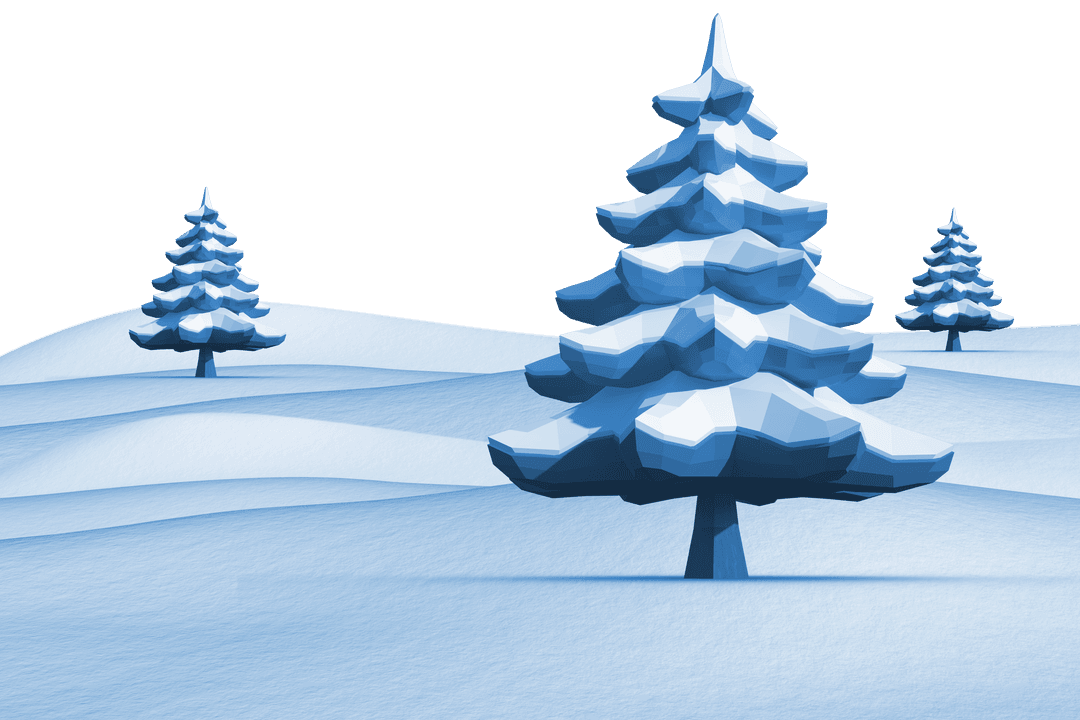 Winter Scene with Fir Trees on Transparent Background