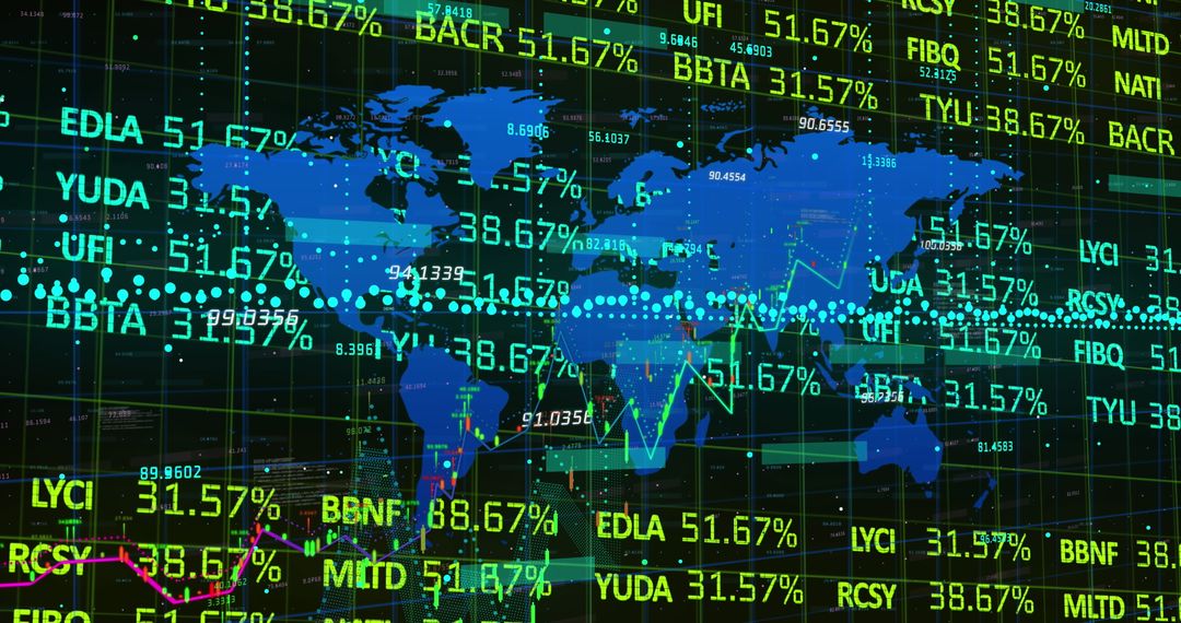 Global Financial Data Overlay with World Map