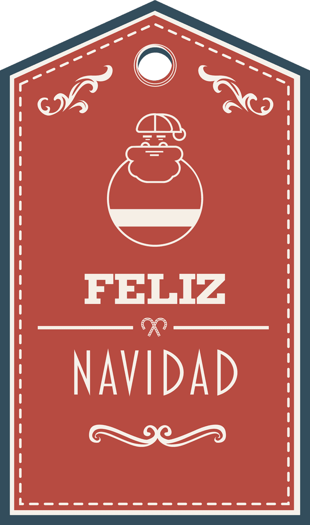 Transparent Christmas Tag with Feliz Navidad in Red