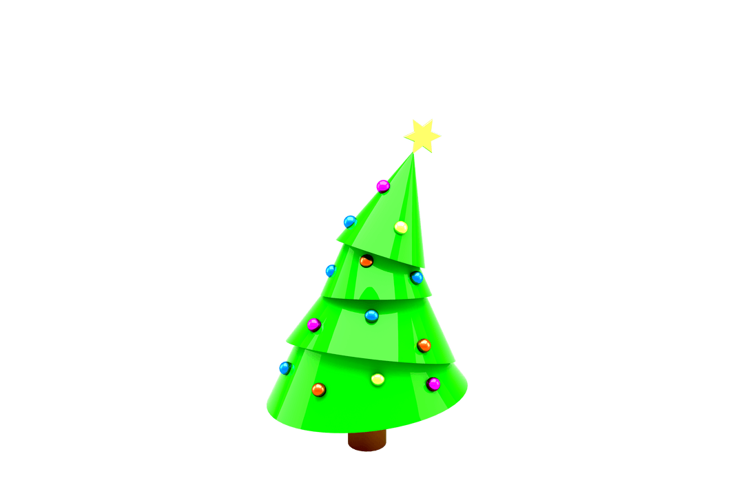 Festive Transparent Christmas Tree Illustration with Ornaments