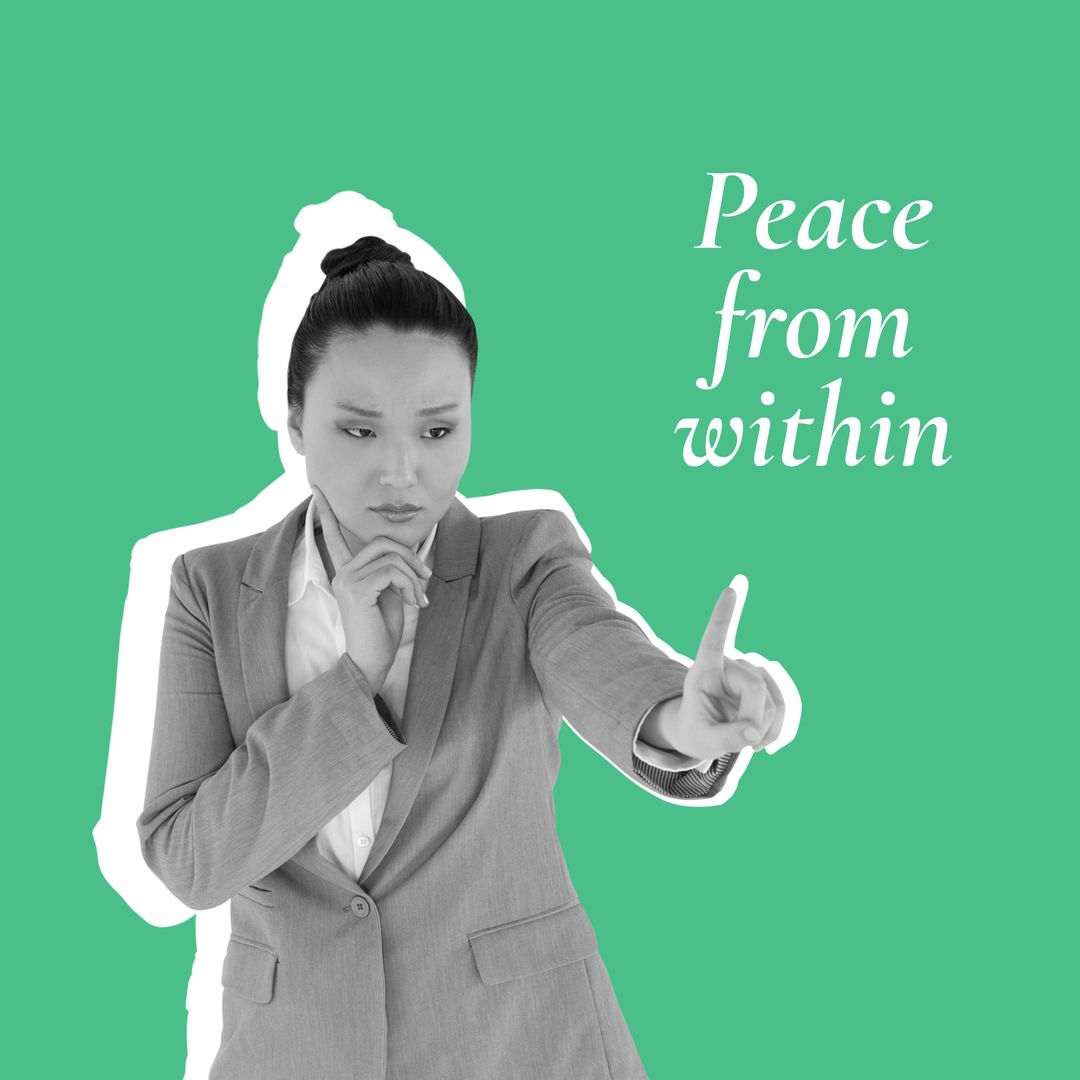 Determined Woman Promoting Mental Health Awareness with Empowering Message