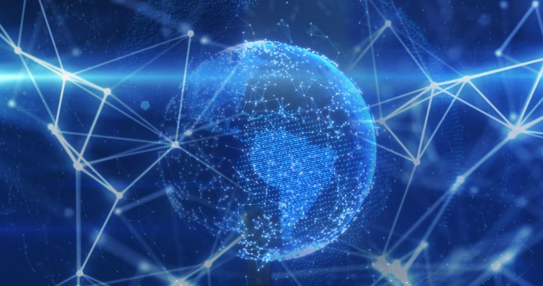 Digital Globe with Networking Lines on Blue Background