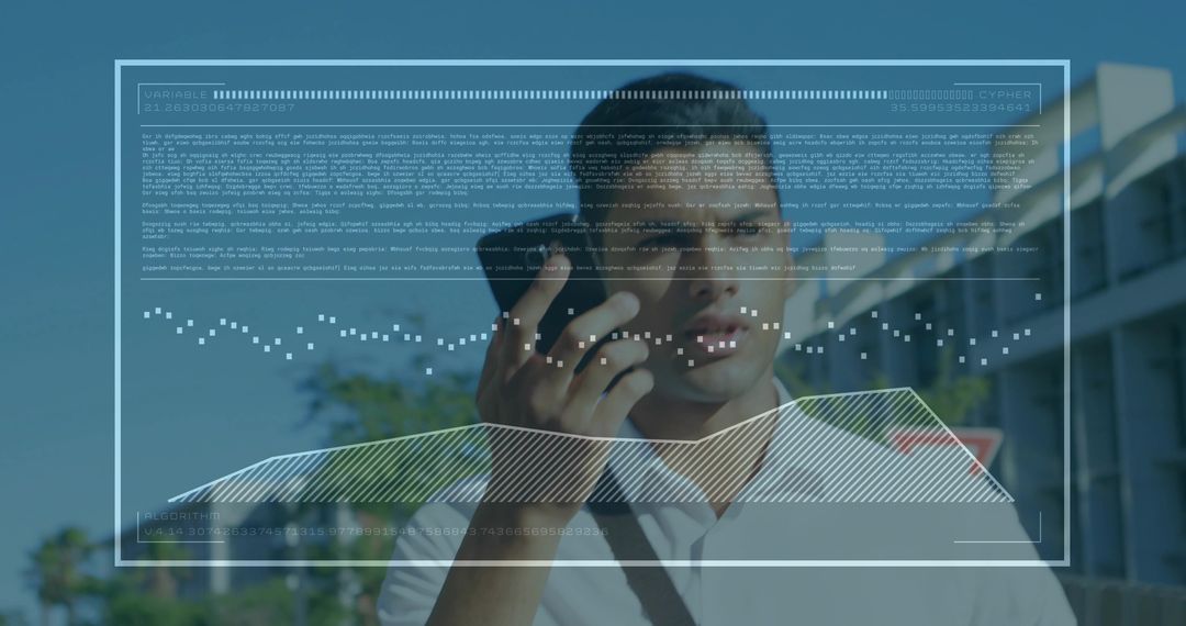 Man Interacting with Augmented Reality Interface on Smartphone Outdoors