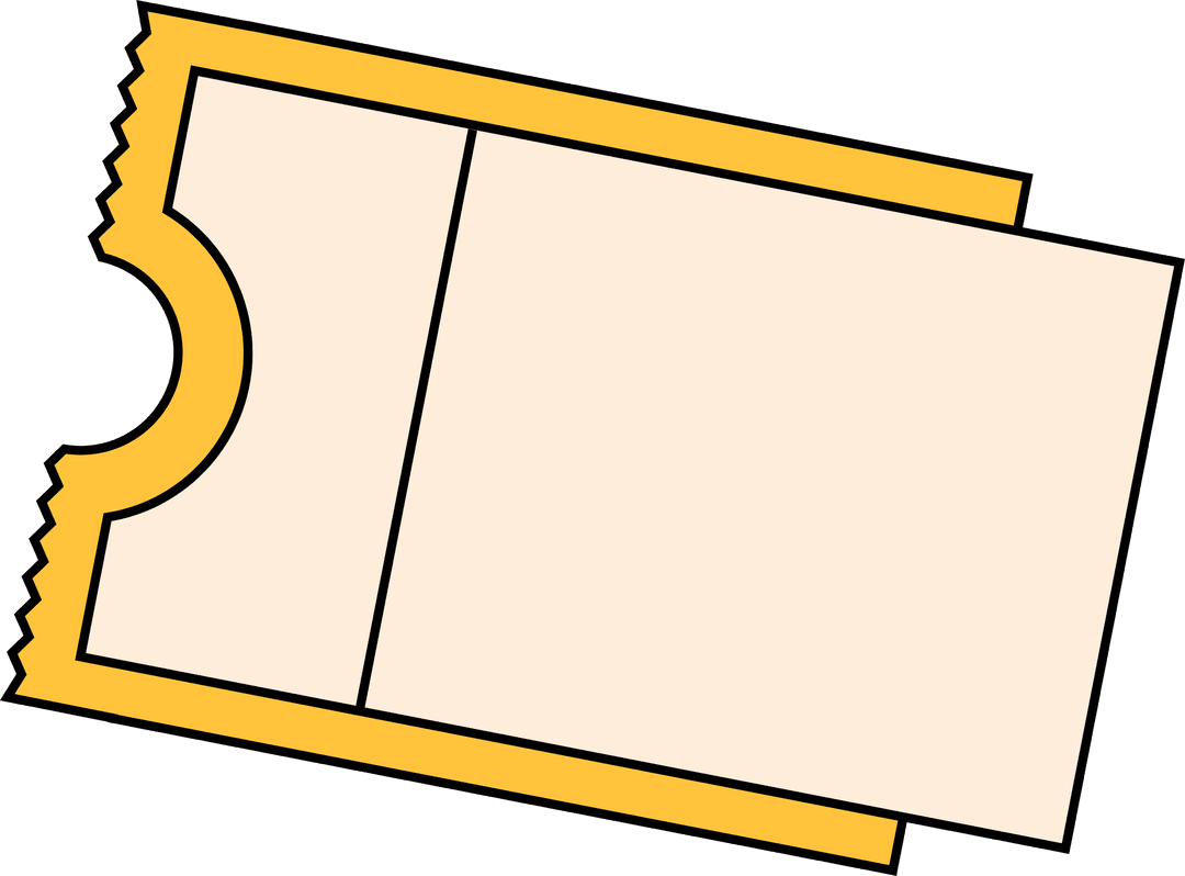 Vector Blank Ticket with Yellow Border on Transparent Background