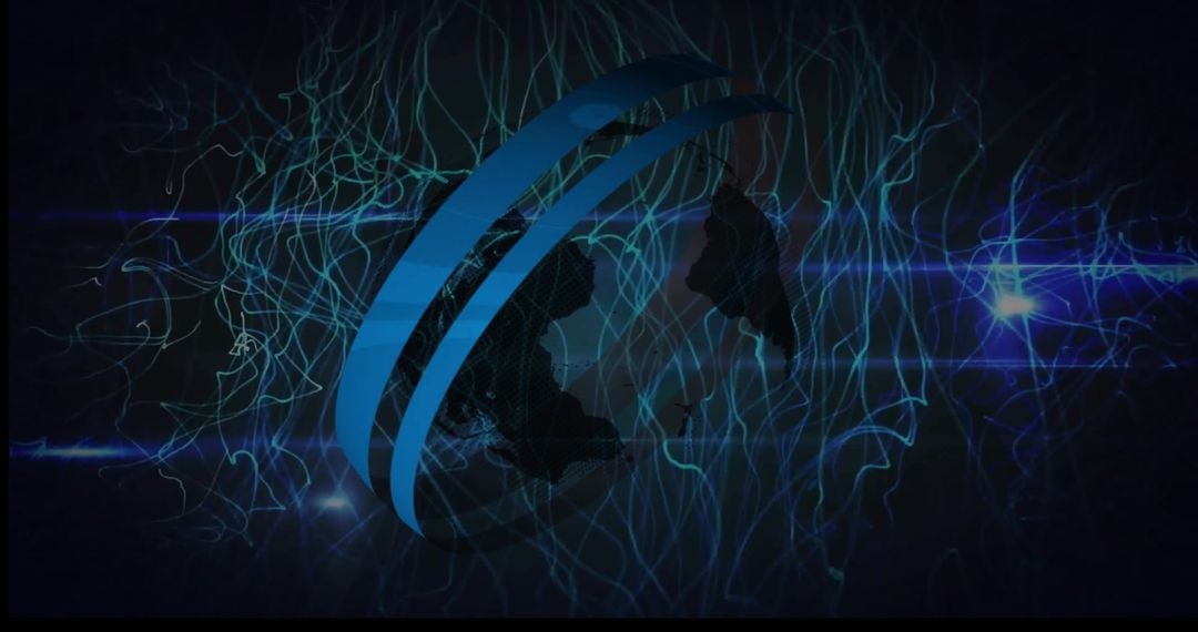 Globe with Light Trails Representing Global Data Network