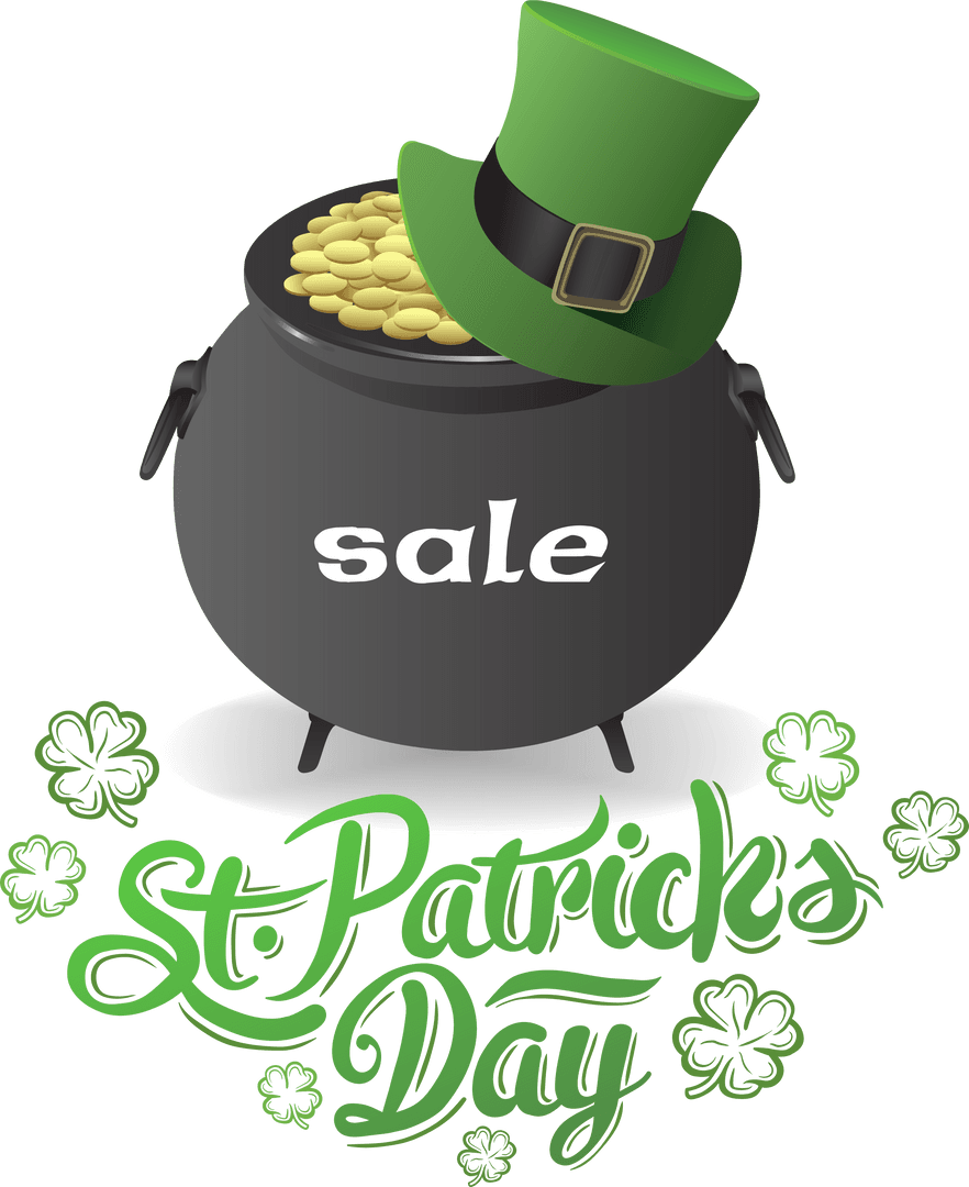St. Patrick's Day Transparent Sale Poster with Pot of Gold