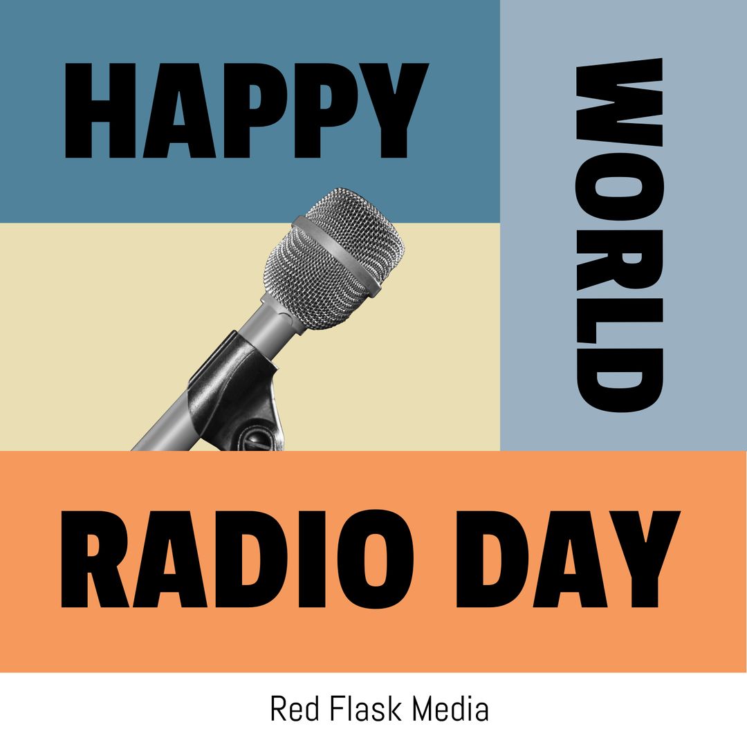 Happy World Radio Day Celebration with Microphone - Download Free Stock Templates Pikwizard.com