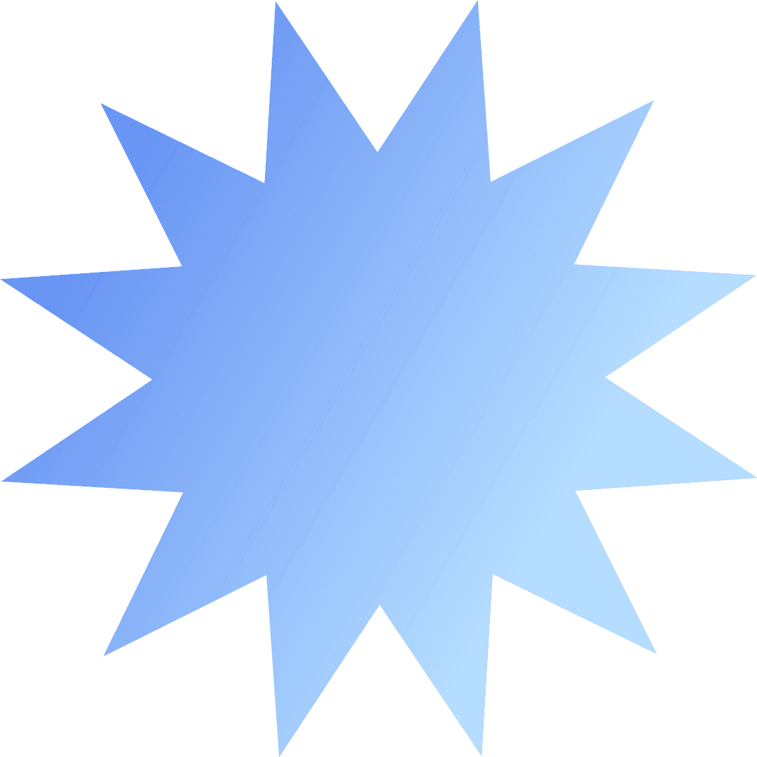 Blue Gradient 14-Point Starburst on Transparent Background