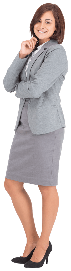 Confident Businesswoman Smiling on Transparent Background PNG