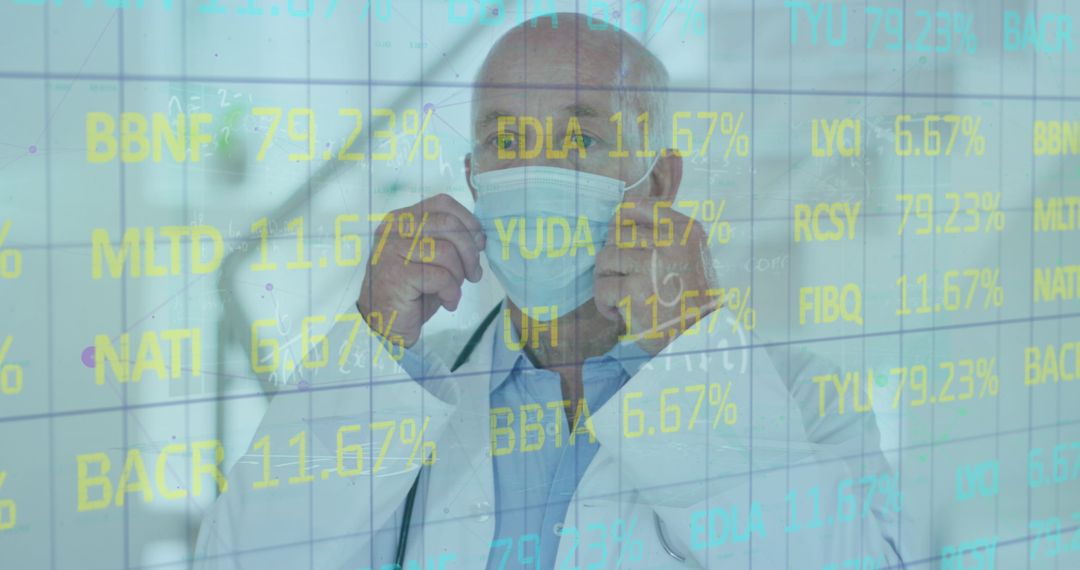 Doctor Analyzing Data Overlay Amid Tech Interface Display