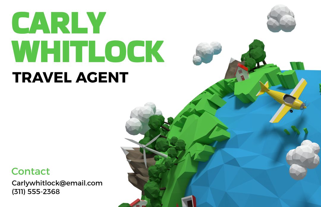 Travel Agency Business Card with Globe and Airplane