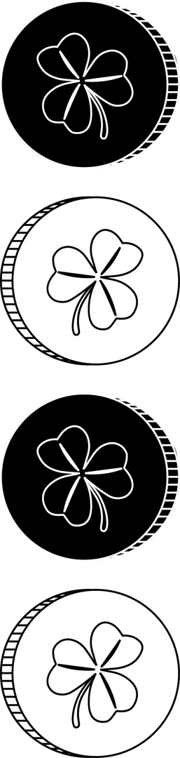 Clover Tokens Representing Luck and Prosperity on Transparent Background