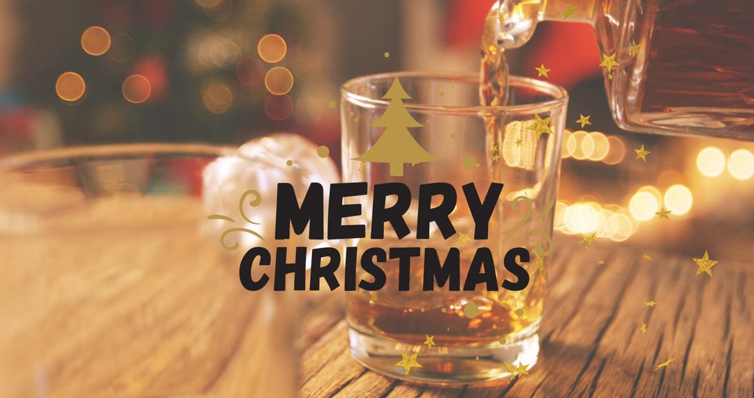 Festive Cognac Pour with Merry Christmas Greeting