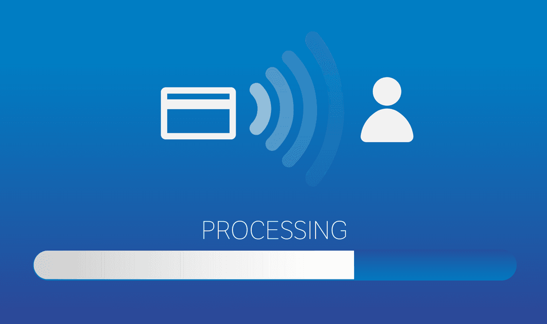 Digital Payment Processing Design on Transparent Blue Background