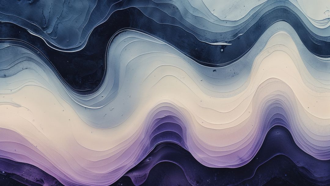 Abstract Layered Wave Pattern in Purple and Blue Tones
