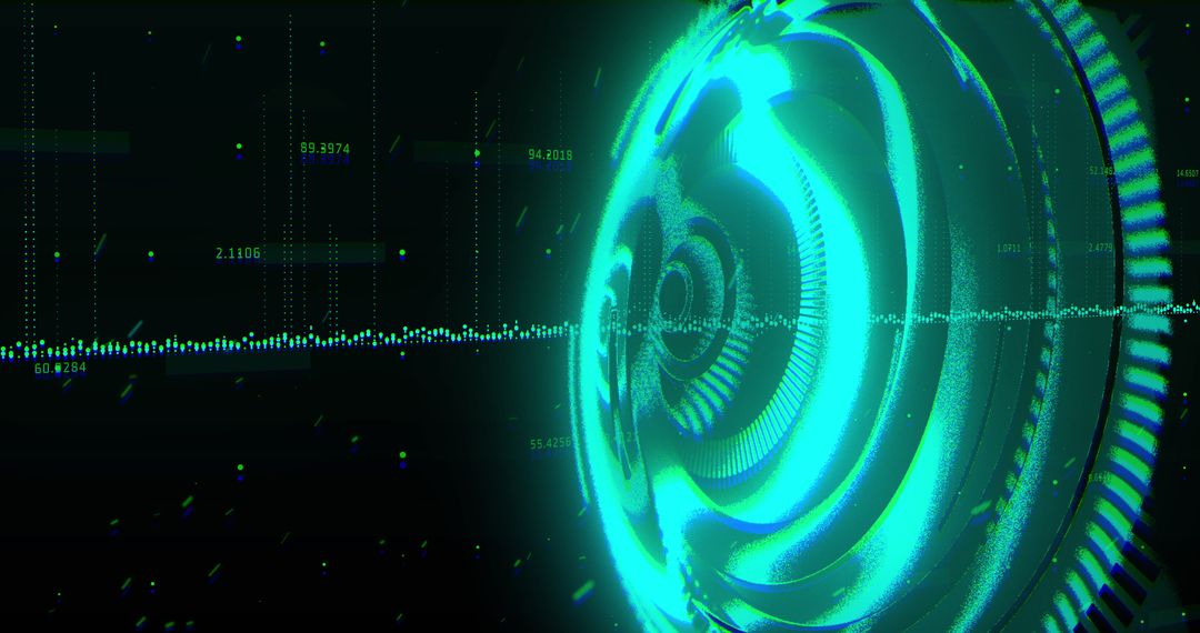 Abstract Digital Data Processing with Neon Green Interface