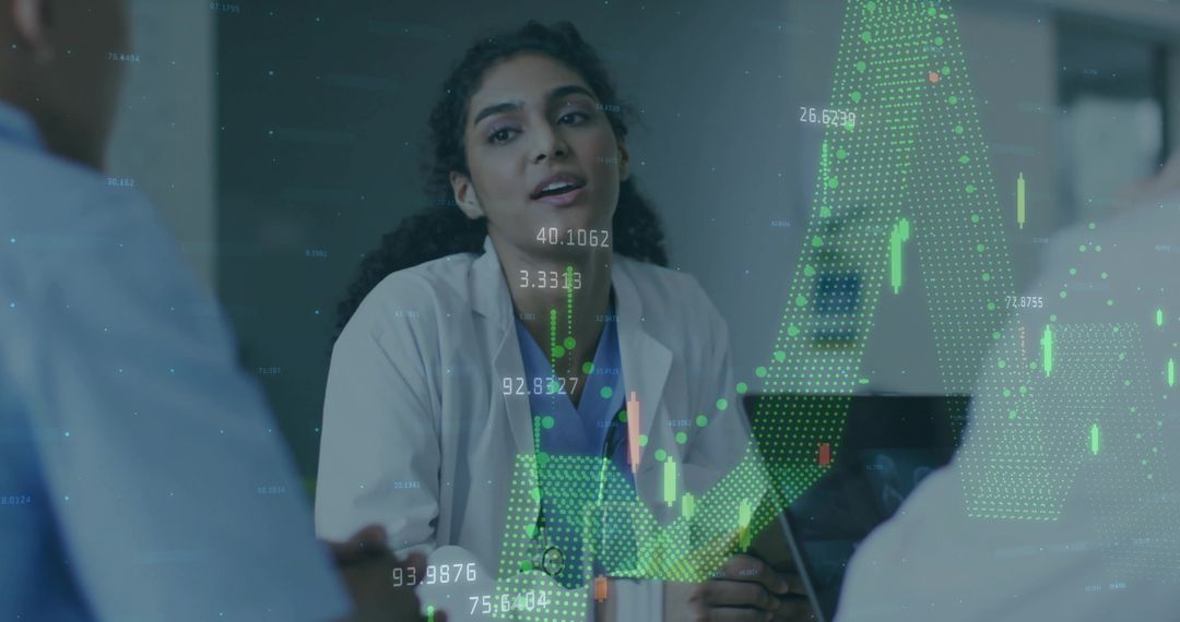 Medical Professional Discussing Data Analytics with Colleagues