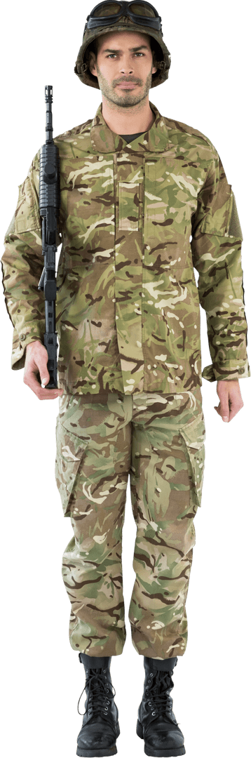 Full Length Transparent Soldier with Rifle Stance