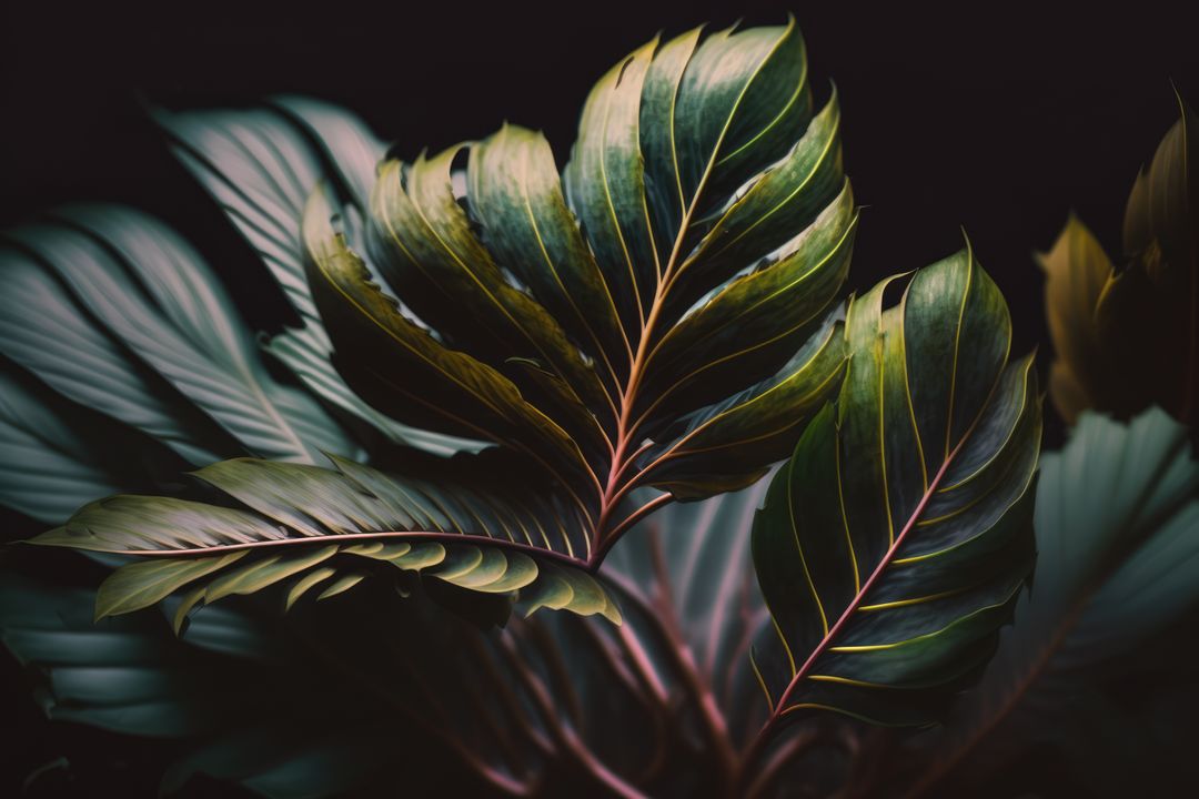 Lush Green Tropical Foliage Against Dark Background - Free Images, Stock Photos and Pictures on Pikwizard.com