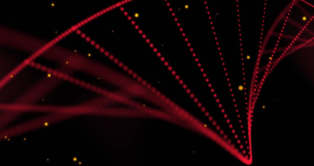 Abstract DNA Strand with Red Particles on Black
