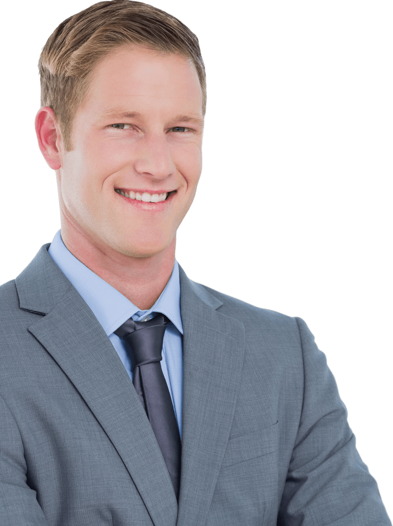 Happy Caucasian Businessman Smiling Transparent Background