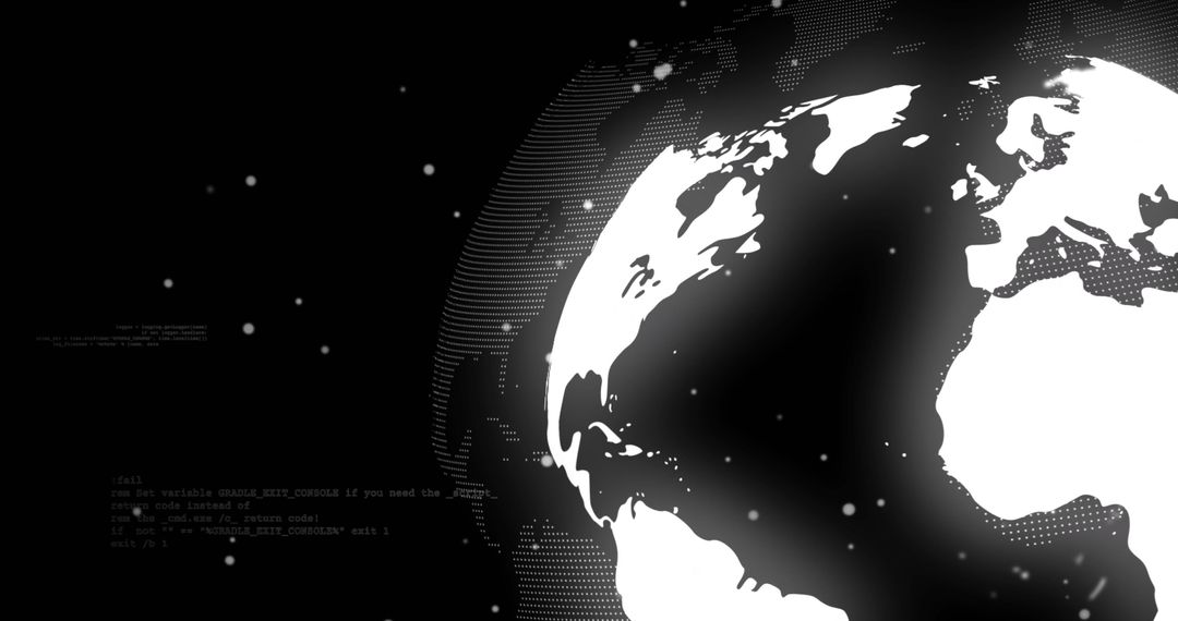Digital Glowing Globe with Futuristic Code Overlay