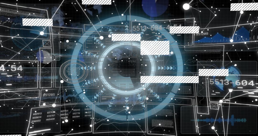 Central HUD projecting streaming telemetry across futuristic virtual dashboard and network