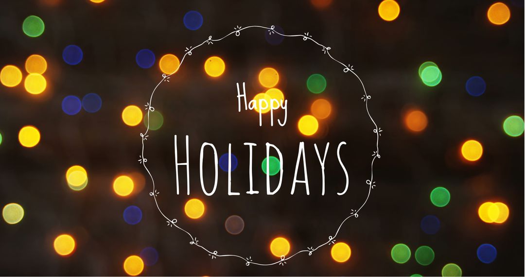 Happy Holidays Greeting with Colorful Bokeh Lights