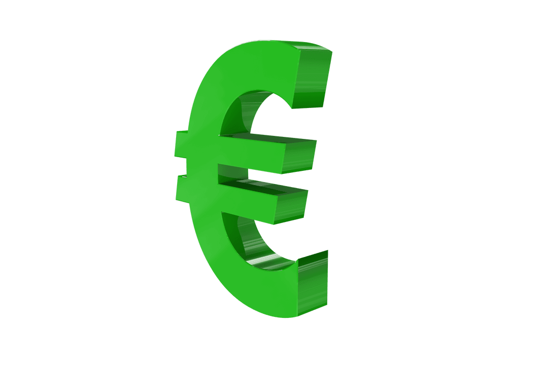 Green Euro Currency Symbol Vector on Transparent Background
