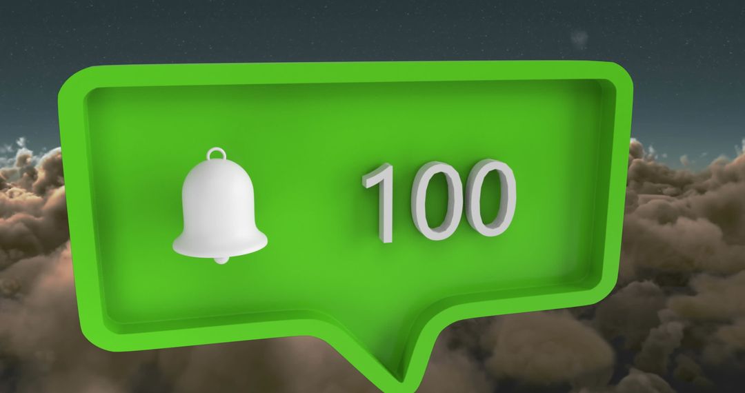 Digital Notification Icon Above Cloudy Sky