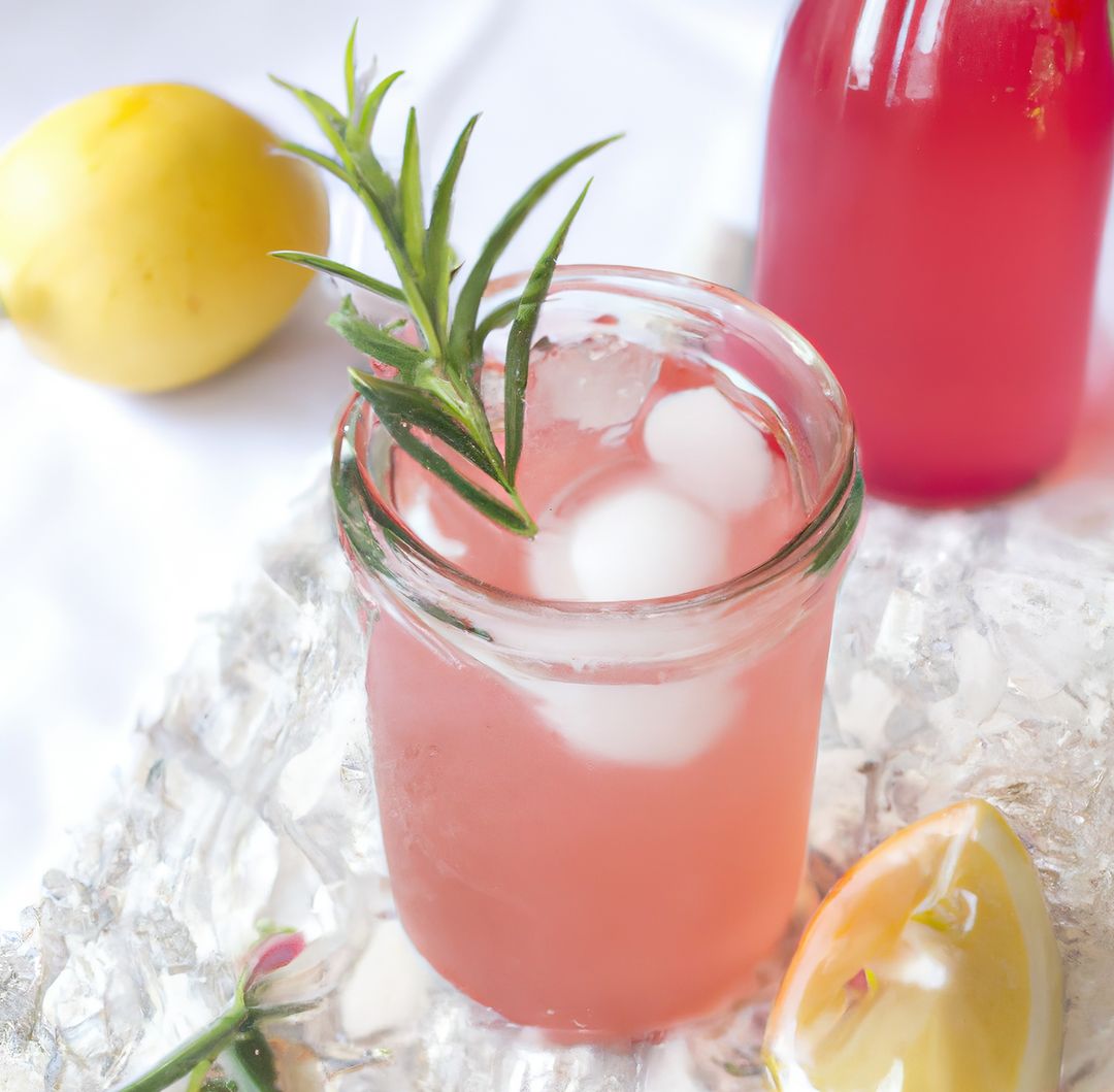 Refreshing Pink Lemonade in Glass Jar with Rosemary Garnish - Free Images, Stock Photos and Pictures on Pikwizard.com
