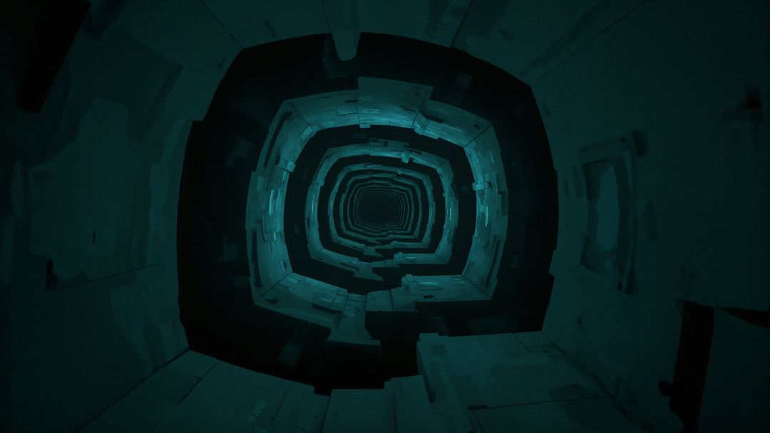 Futuristic Teal Spiral Tunnel in Abstract 3D Digital Art