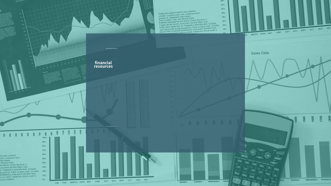 Financial Resources with Charts and Calculator Background