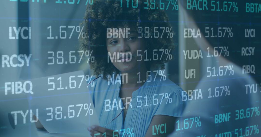 Businesswoman Analyzing Data on Glass Panel Project Monitor Progress