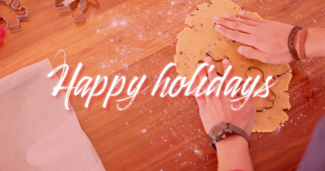 Festive Holiday Baking with Hands Preparing Cookies