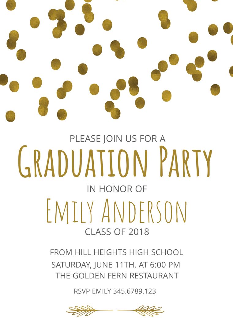 Elegant Graduation Invitation Template with Golden Dots - Download Free Stock Templates Pikwizard.com