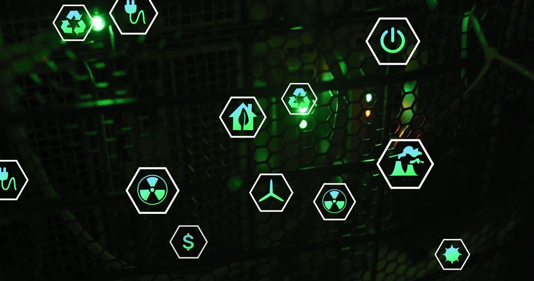 Eco Technology Icons in a Digitally Connected Network