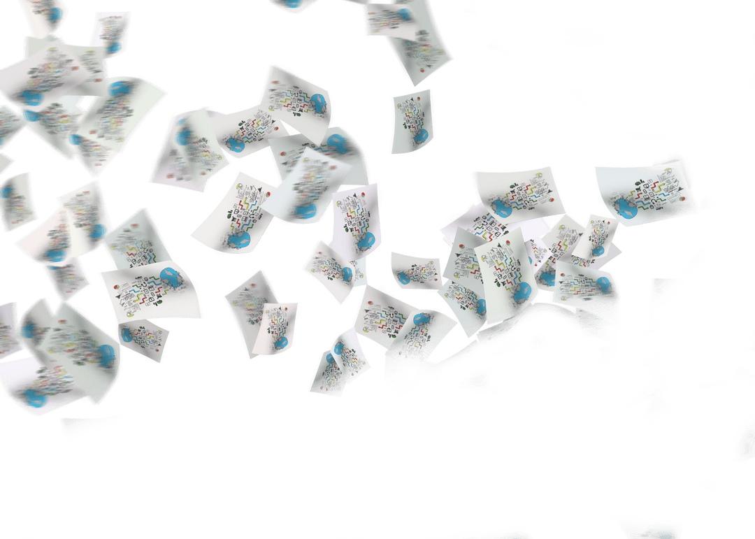 Flying Papers on Transparent Background Vector Illustration