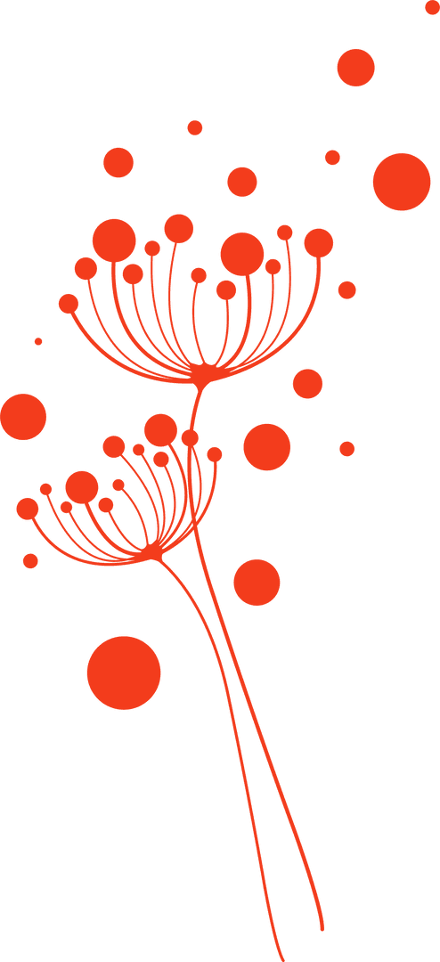 Decorative Red Seed-Head Illustration on Transparent Background