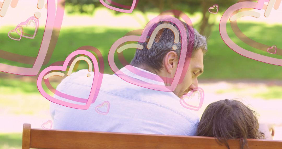 Father and Son Sharing Affectionate Moment on Park Bench