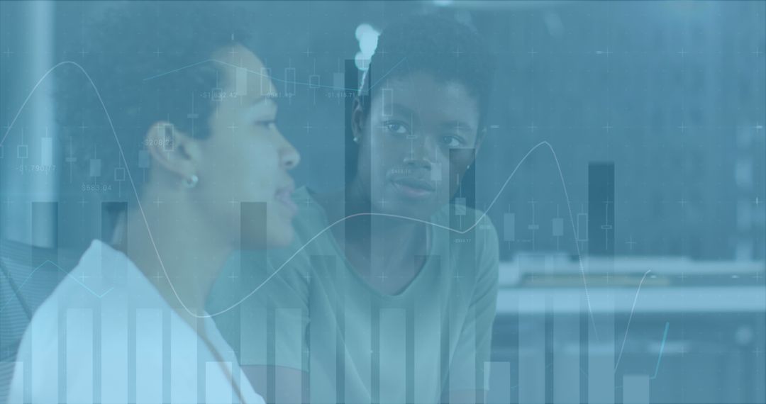 Abstract Binary Code: Diverse Business Professionals Analyzing Financial Data