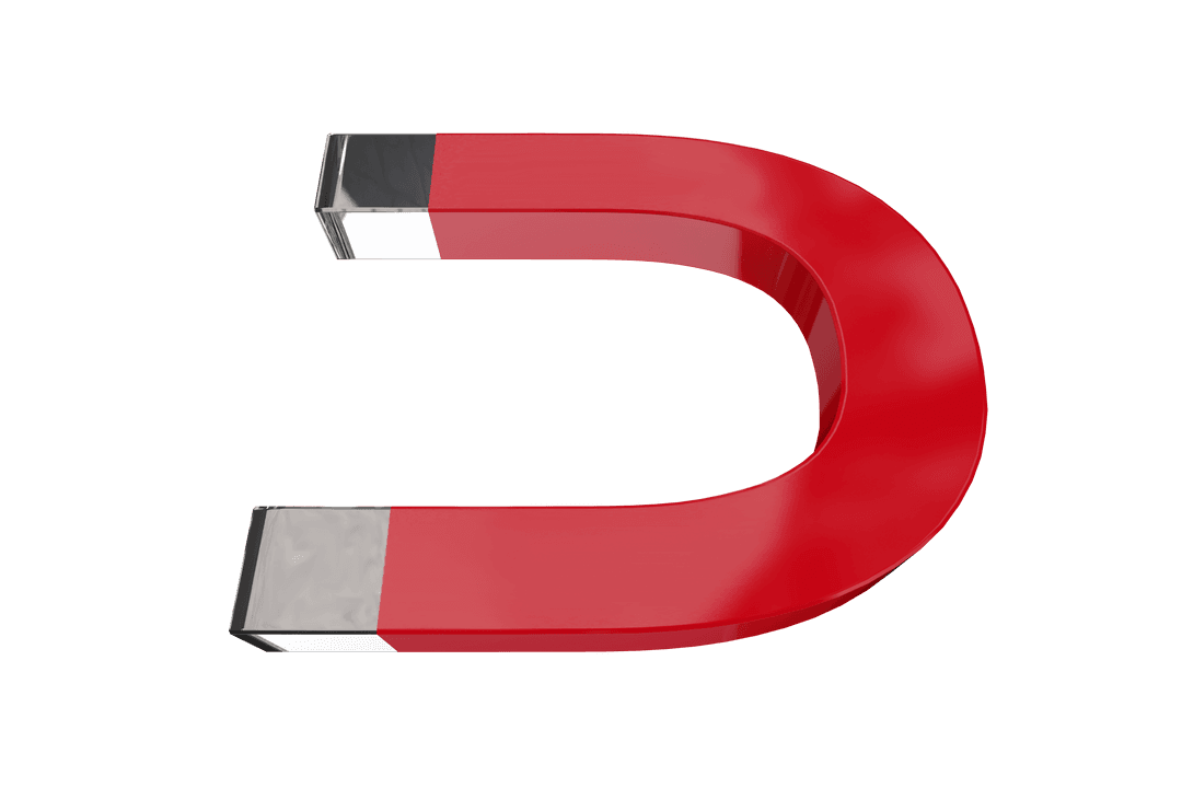 Red Horseshoe Magnet on Transparent Background for Science Projects