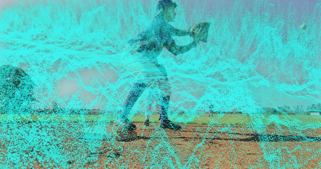 Abstract Baseball Practice with Virtual Digital Overlay