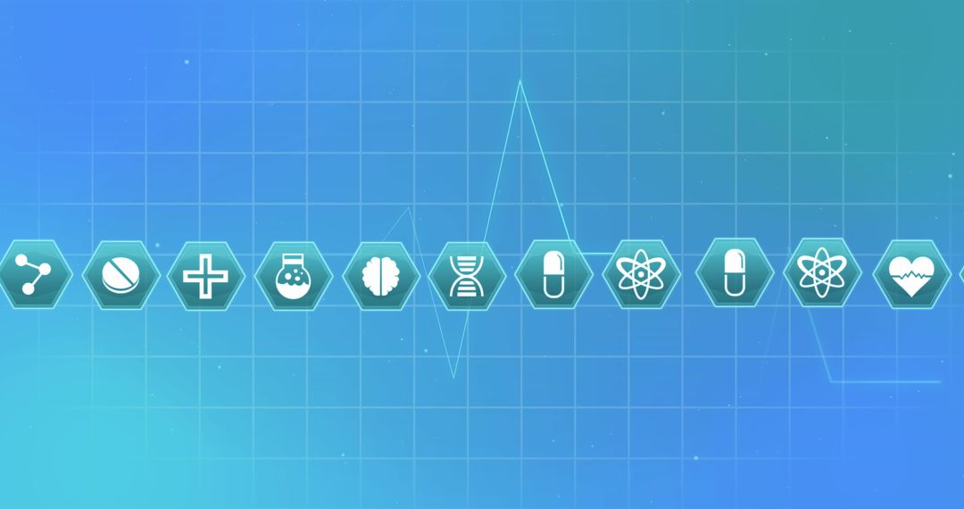 Medical Icons with Cardiograph Digital Interface Concept