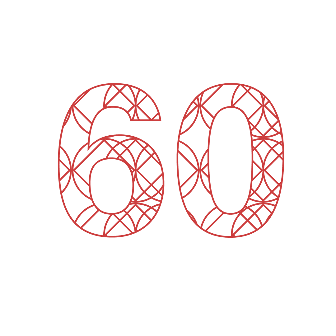 Red 60 With Pattern on Transparent Background for Celebrations