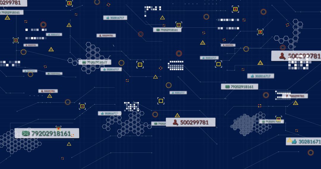 Abstract Digital Interface with Social Media Icons and Data