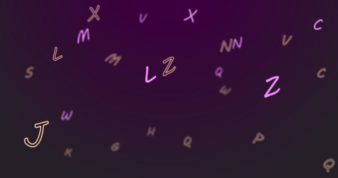 Floating Multicolored Letters on Purple Background