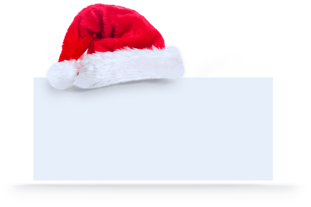 Transparent Card with Santa Claus Hat and Copy Space