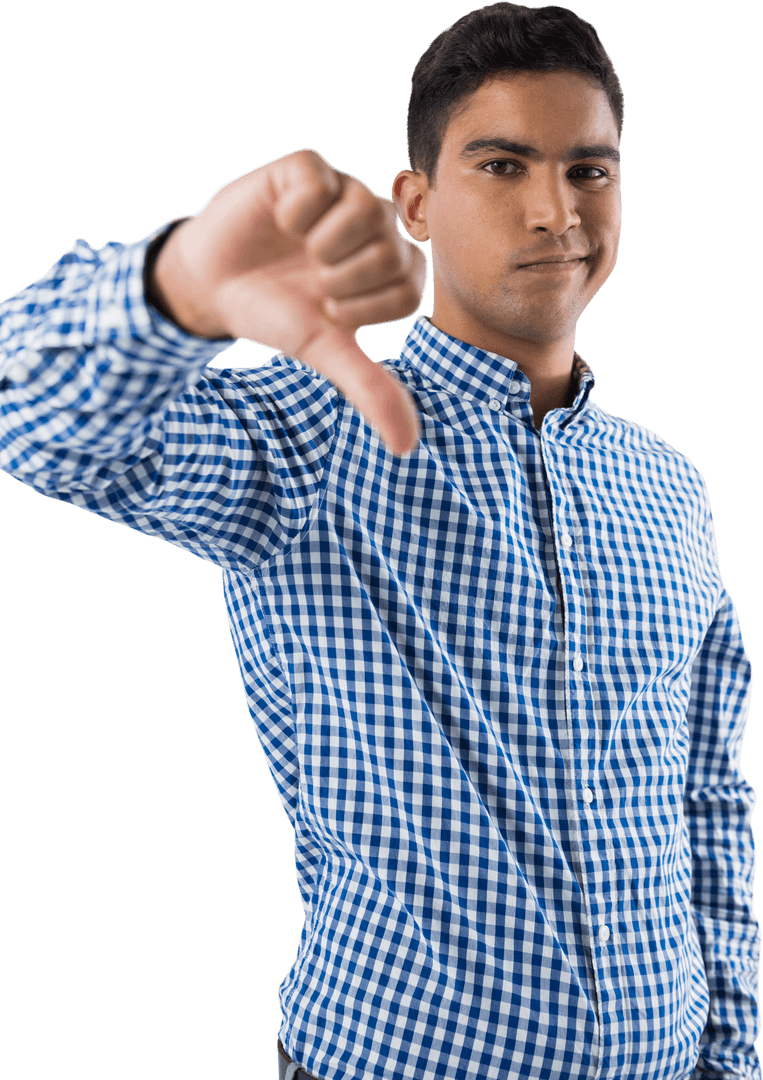 Transparent Displeased Man Giving Thumbs Down Gesture